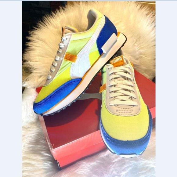 Men's PUMA Future Rider Play On Sneaker White, Fizzy, Lime Sz 11 New Fast Ship - Picture 3 of 7